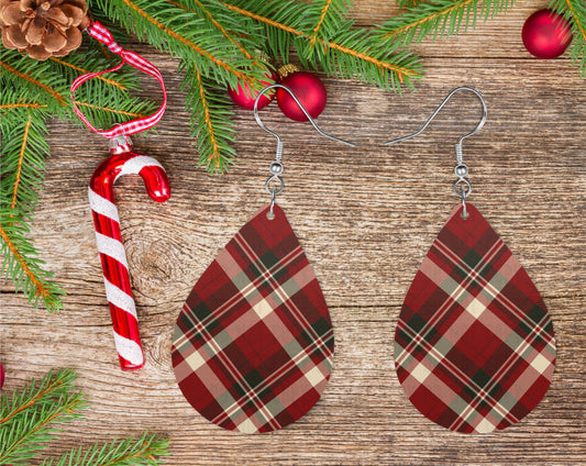 Red, White & Green Plaid Earrings