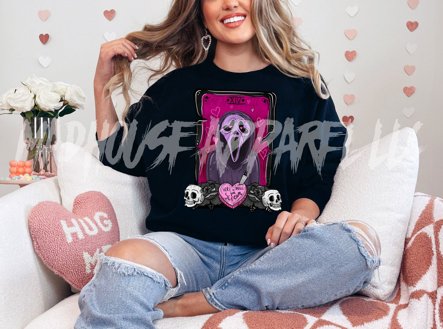 Here To Make You Scream Valentine Crewneck Sweater