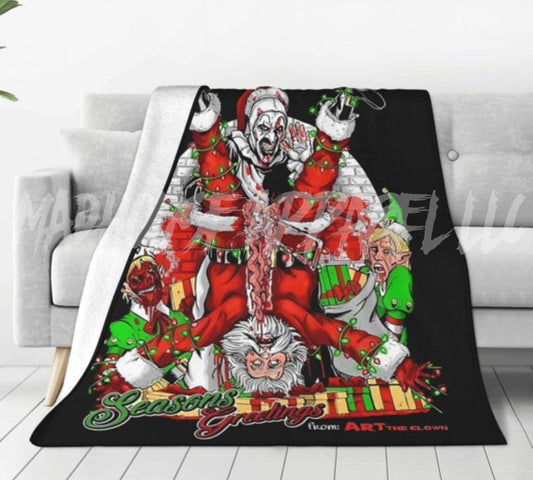 Terrified Santa Christmas Throw Blanket